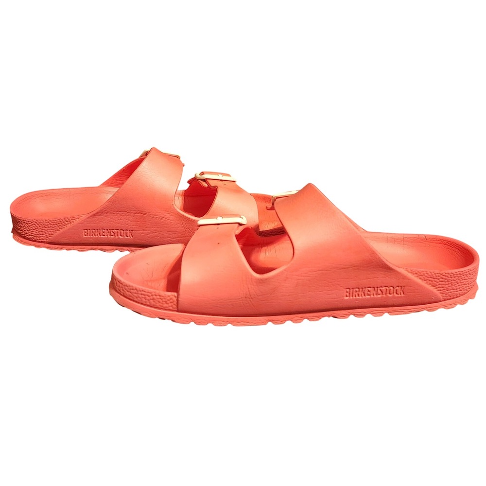 Birkenstock Arizona EVA Neon Coral Orange Sandals Slides  US Women 7-7.5 READ